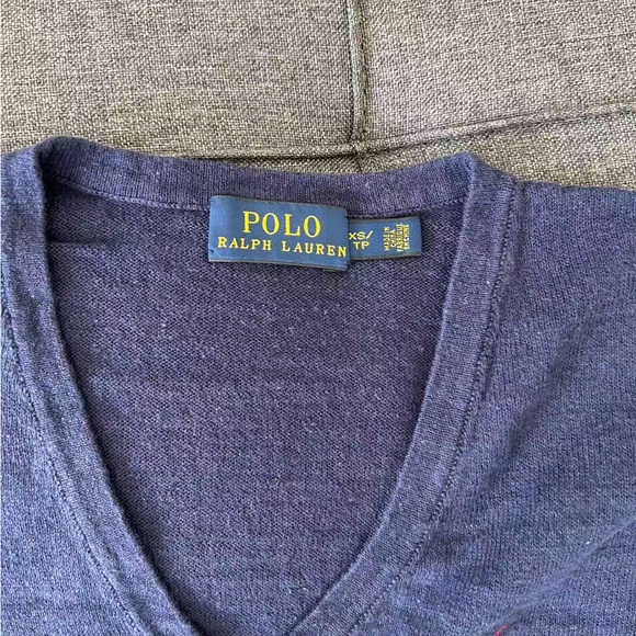 Polo by Ralph Lauren Deep Blue V-Neck Sweater - Picture 2 of 3
